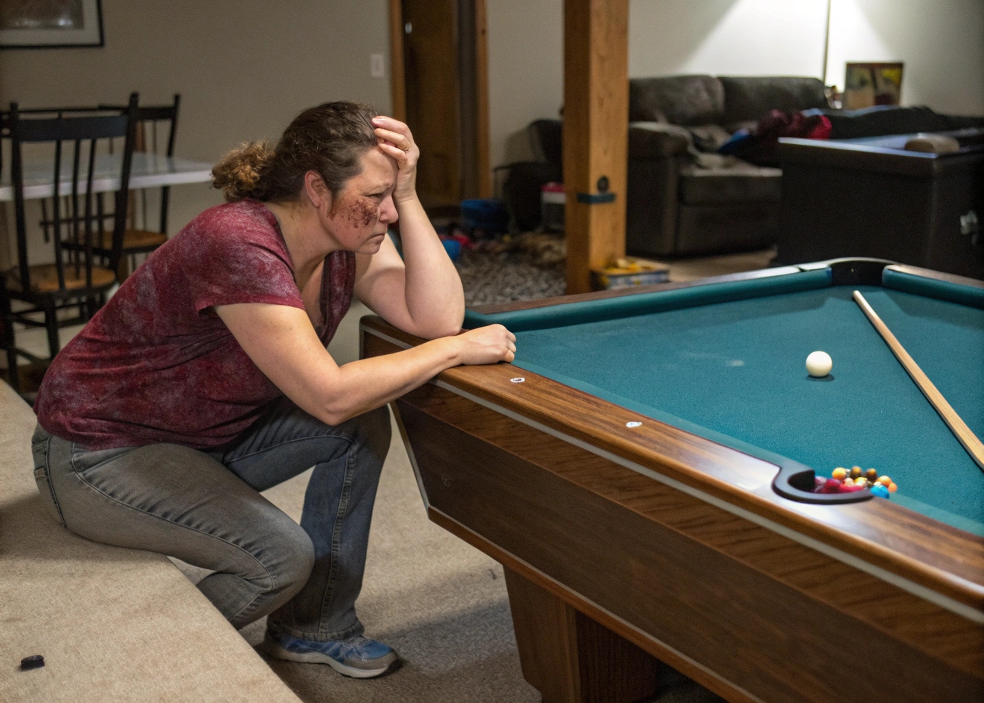 woman injured during pool table move